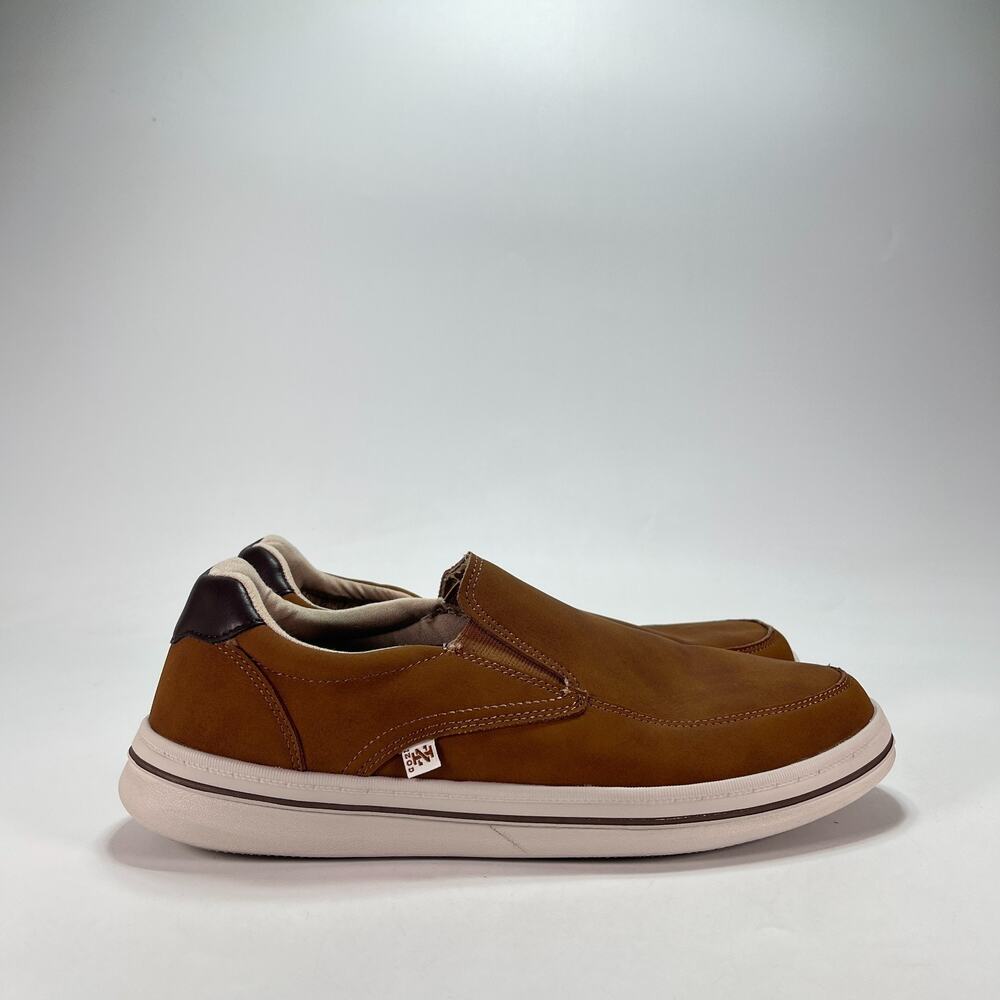 IZOD Barlow Tan Brown Faux Leather Slip On Loafer Shoes 1774828 Men's Size 10.5M